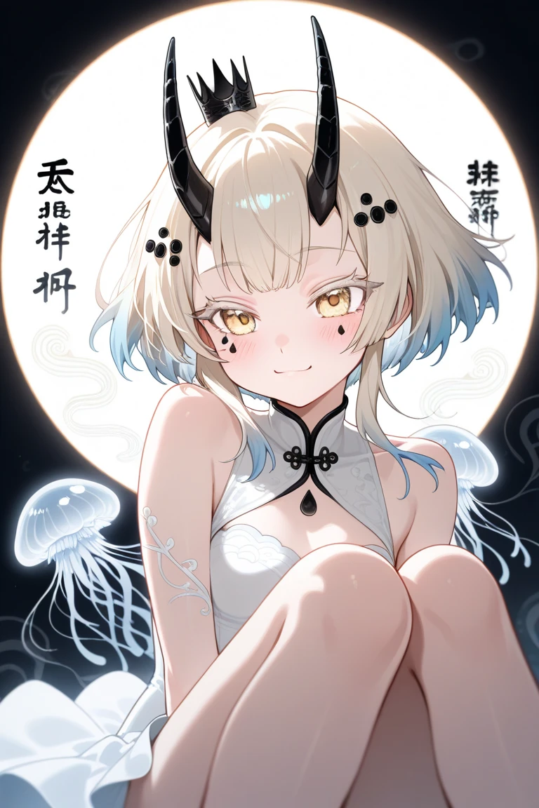 All kinds of people (Touhou),flat chest,NUDE,Jagged teeth,Gray Hair.Red goat horns,Pointed Ears,Red eyes,sex