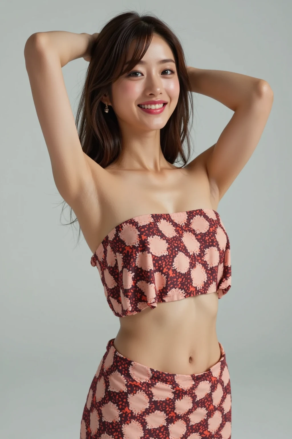 Half-length glamour portrait, nikon D850, f1.6 lens, 200mm, DSLR, 22 Megapixels, (((Costa del Sol Beach in Marbella scene))), shot of a stunning 19 years old korean girl, (smile:1.4), (wearing Dark coral linen beach shorts with tied-front tank top:1.6), ((seductive pose)), hot girl, (((big natural breasts))), (((black fringe hair))), (small girl), symmetrical face, photorealistic, photography, (bright natural lighting), gorgeous, deep cleavage, (masterpiece), best quality, high resolution, extremely detailed, cinematic lighting, (((very narrow waist))), rich colors, hyper realistic, lifelike texture, ((jewelry)), (((She has beautiful hands and wears rings))), (bracelet), (necklace), (ankle chain), (nail polish) (earrings), Fuji Superia 200, 8k