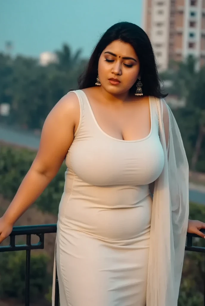 (best quality,4k,8k,highres,masterpiece:1.2),ultra-detailed,(realistic,photorealistic,photo-realistic:1.37), Indian woman wearing (properly draped) saree (saree), (young woman), 20 years old, (chubby cheeks:1.5), (curvy body:1.4), (eyeglasses), (bindi and sindoor), An Indian beauty, charismatic, light Indian- skin, view the viewer, posing on a highway, (detailed facial features), full-body shot, hd, 2k, 4k , 8k, 16k