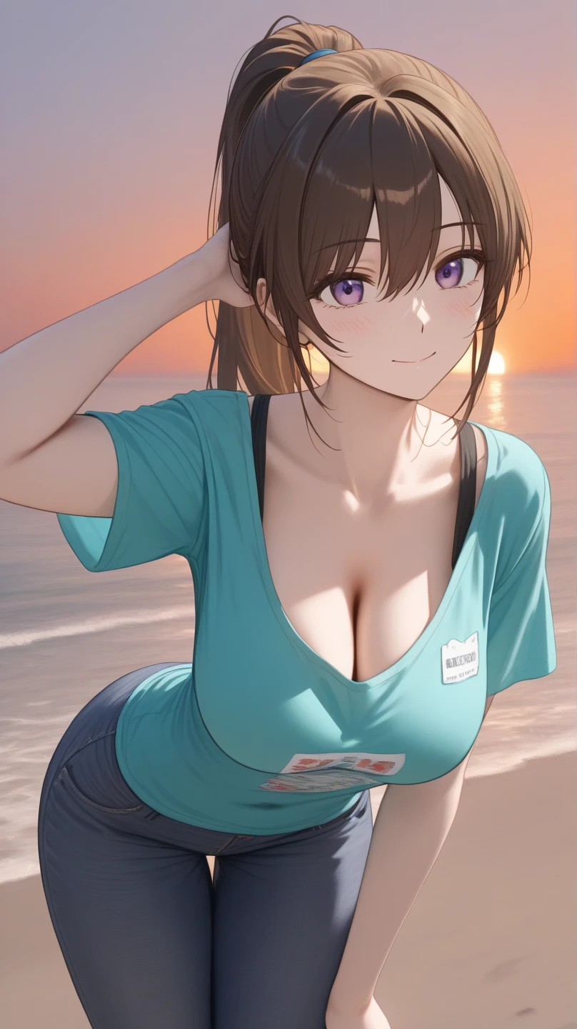 hood down,hooded_jacket,White_one_piece_swimsuit, <lora:Haruka_Hahagui-KK77-V1:0.7>,sun hat, low_ponytail,brown eyes,brown hair, bangs,
1 girl, 20yo,Young female,Beautiful Finger,Beautiful long legs,Beautiful body,Beautiful Nose,Beautiful character design, perfect eyes, perfect face,expressive eyes, looking at viewer, in the center of the image,(light_smile:0.5), official art,extremely detailed CG unity 8k wallpaper, perfect lighting,Colorful, Bright_Front_face_Lighting,shiny skin, (masterpiece:1.0),(best_quality:1.0), ultra high res,4K,ultra-detailed, photography, 8K, HDR, highres, absurdres:1.2, Kodak portra 400, film grain, blurry background, bokeh:1.2, lens flare, (vibrant_color:1.2) (Beautiful,large_Breasts:1.0), (beautiful_face:1.5),(narrow_waist)