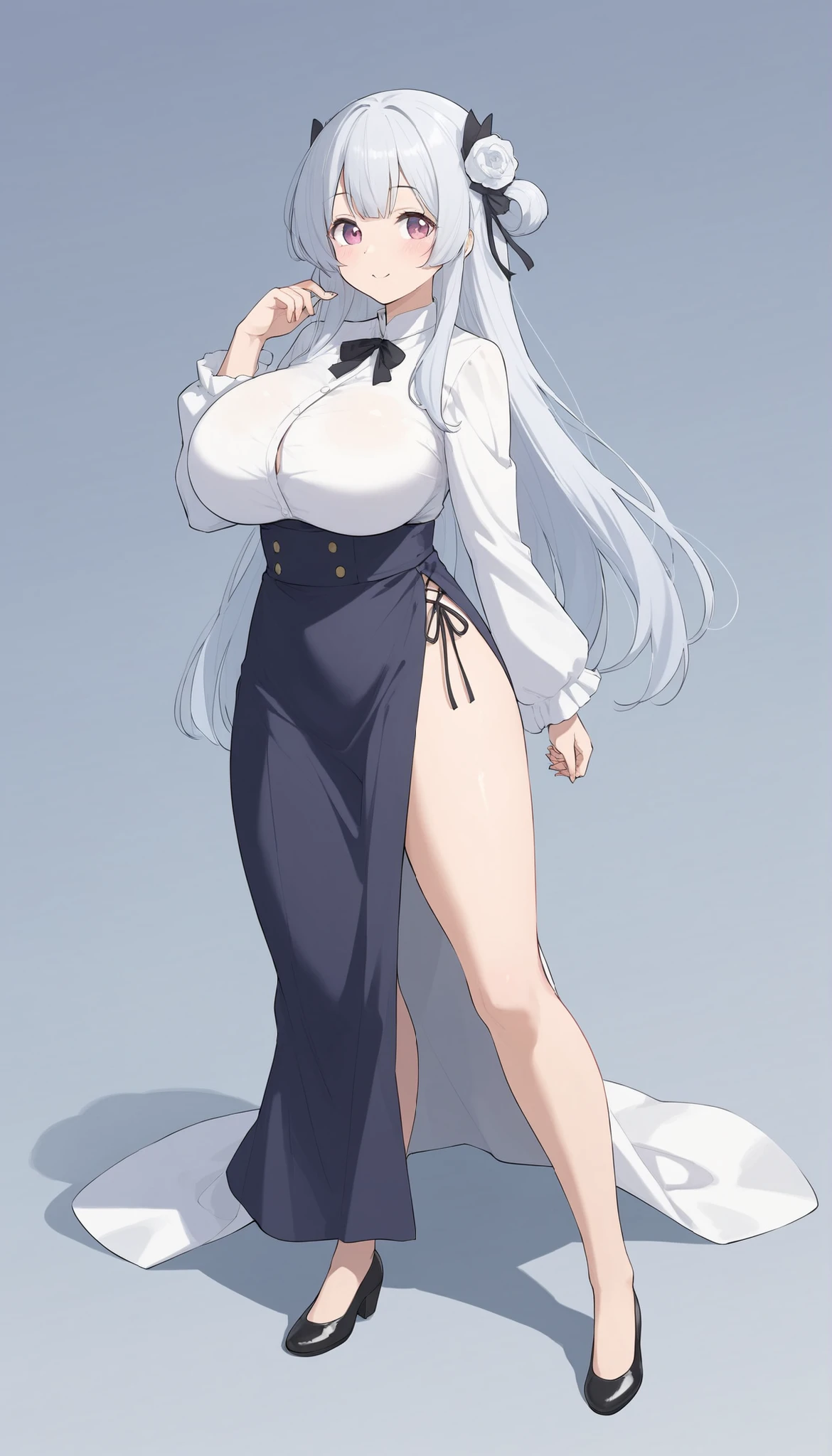 succubus, white hair, tuxedo, enormous breasts, giant ass, very curvy, Wide hips, thick thighs, Bursting breasts, huge , heavy breast, white silk, areola. nipple, big ass, abdomen muscle, sweaty, glowing green eyes, evil smile, casino, cigar