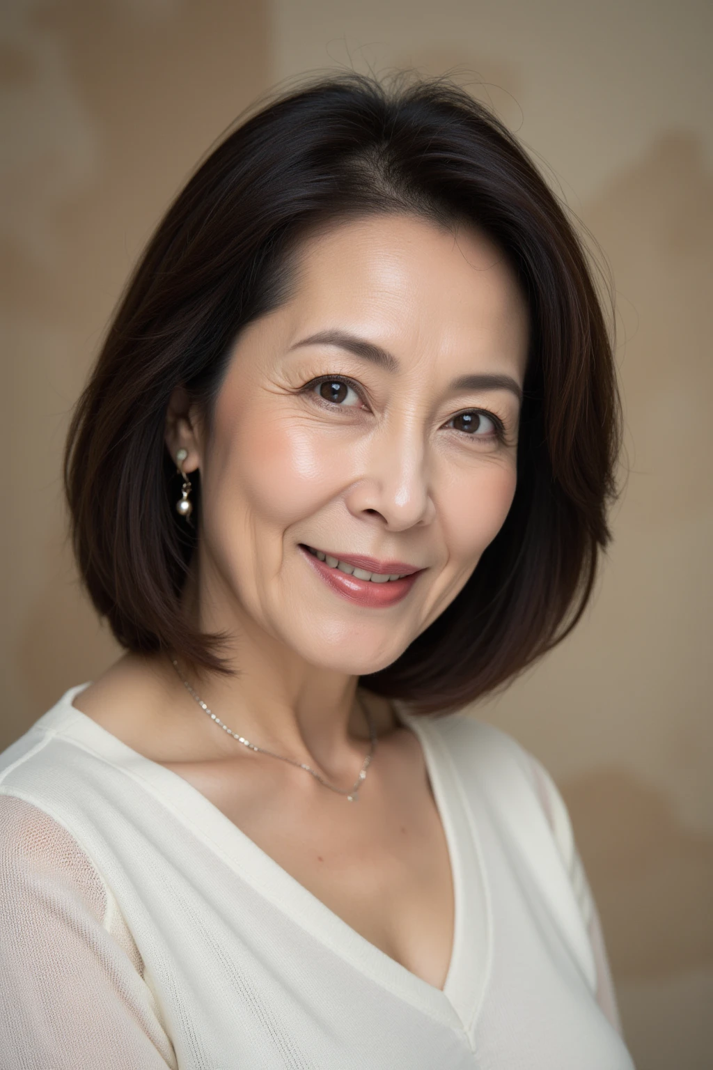 (masterpiece:1.4),(Female, 67 years old:1.4),(facial wrinkles 1.2),smile,