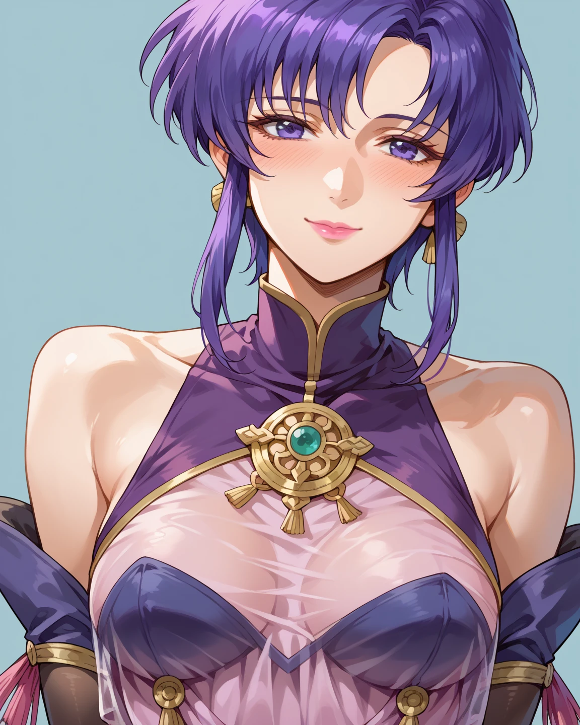 Motoko kusanagi, purple hair, cyber clothes