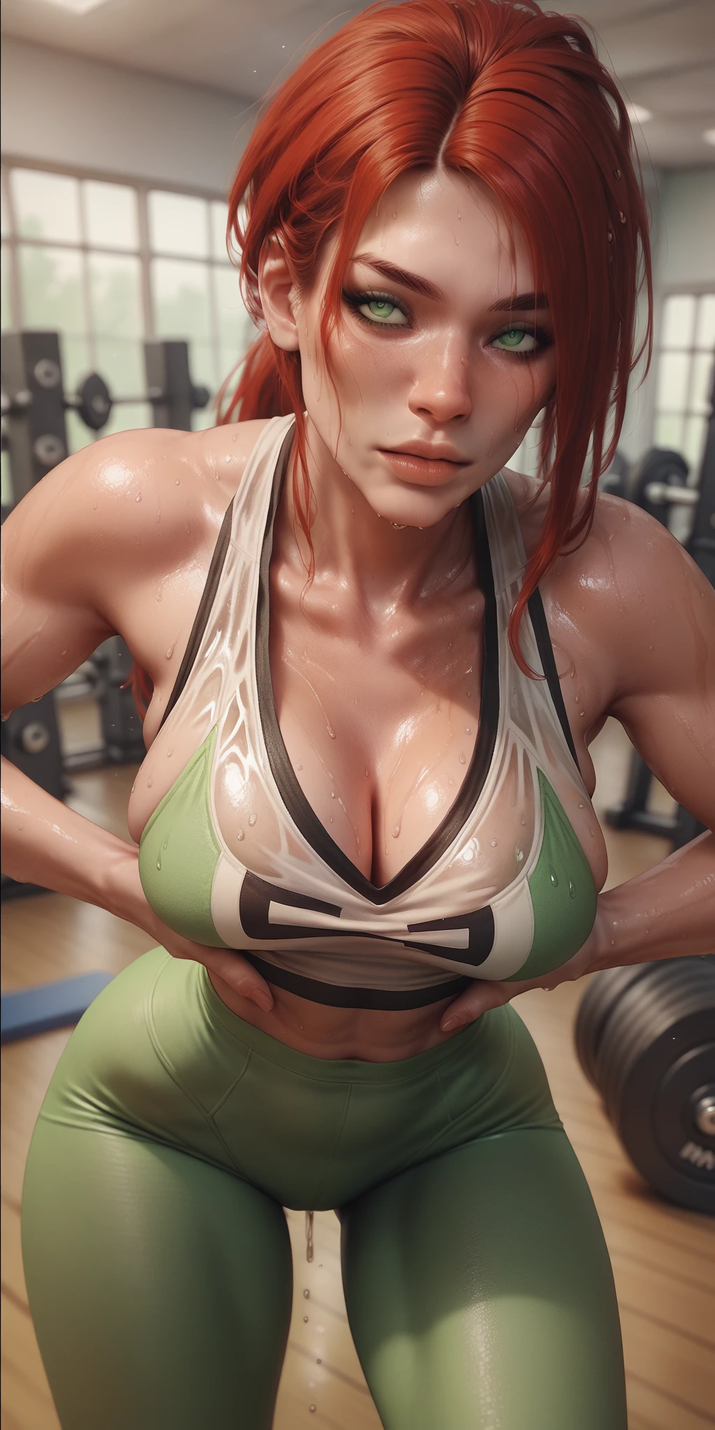 (Ela tem grandes Ojos azuis brilhantes), (skin fair), (realisic skin), (Glossy and pink lips), (((Long straight Red hair))), Ponylail, (Dark shadows compose), ((Very Huge Tits, Pink )), (thick-thighs), (Perfect Slim body), , ((Posing sexy in the Woods )), (master part, High definition, Volumetric lights and dynamic shadowaster part)), (8K), (face perfect), (ultra details) (perfect hands, Ojo, and face), ((sorriso sexy)), (((gigantic breasts))),((nude)), (((blowjob)), (((from below)))