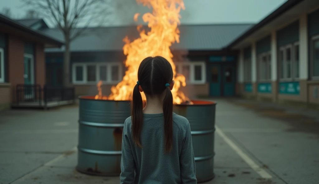 Melhor qualidade, obra-antes, ultra alto nada, fotorrealista, foto crua, GIRL child 20 years old, russo loiro cabelo liso longo, com roupa de jaqueta de couro vermelha, Estilo retrato, flames are glowing red flames.