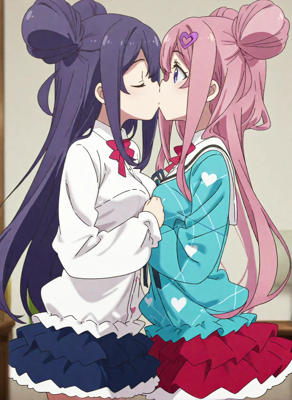 (OyamaMihari);2girl,aniscreen,smile,upper_body,hugging together,indoors,living_room
BREAK
(HozukiKaede);2girl,aniscreen,scared,upper_body,huging together,from side,indoors,living_room
masterprice,best quality,illustration
<lyco:onimai-cs1-dim8-4-loha-step-30000:0.85>