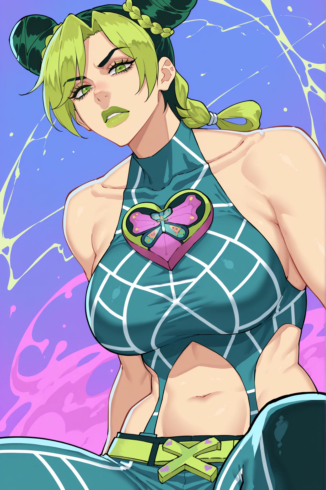masterpiece, best quality, amazing quality, very aesthetic, absurdres, highres, newest,1girl,Jolyne Kujo, cyboii,
