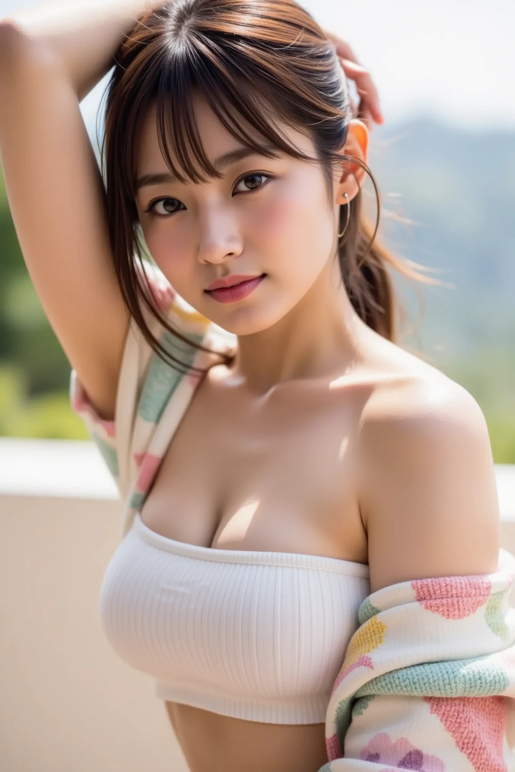 sleep1人の女の子(Very detailed image quality)極realistic skin texture、extremely detailed face(butt length hair、very long curly hair、Beautiful moist and manageable hair、smooth hair)((bright smile))、stare(Sexy 15 year old girl、small face、extremely beautiful face、natural makeup)(fair skin)(Glitter eyes)smooth skin、realistic skin texture ((interior old western building、Old floors、Table Set、large round rug))(((Tube top、The chest looks bold)))((Knee-high socks))((Gingham Check、very short mini skirt、)))) ((sleep、bold pose))Extremely beautiful armpits、round beautiful breasts、beautiful cleavage、thin waist、constriction:1.2 、big ass、Movie Writing、reflex board、face light、、raise your arms、((((sleep:1))))(((Full body shot from above)))