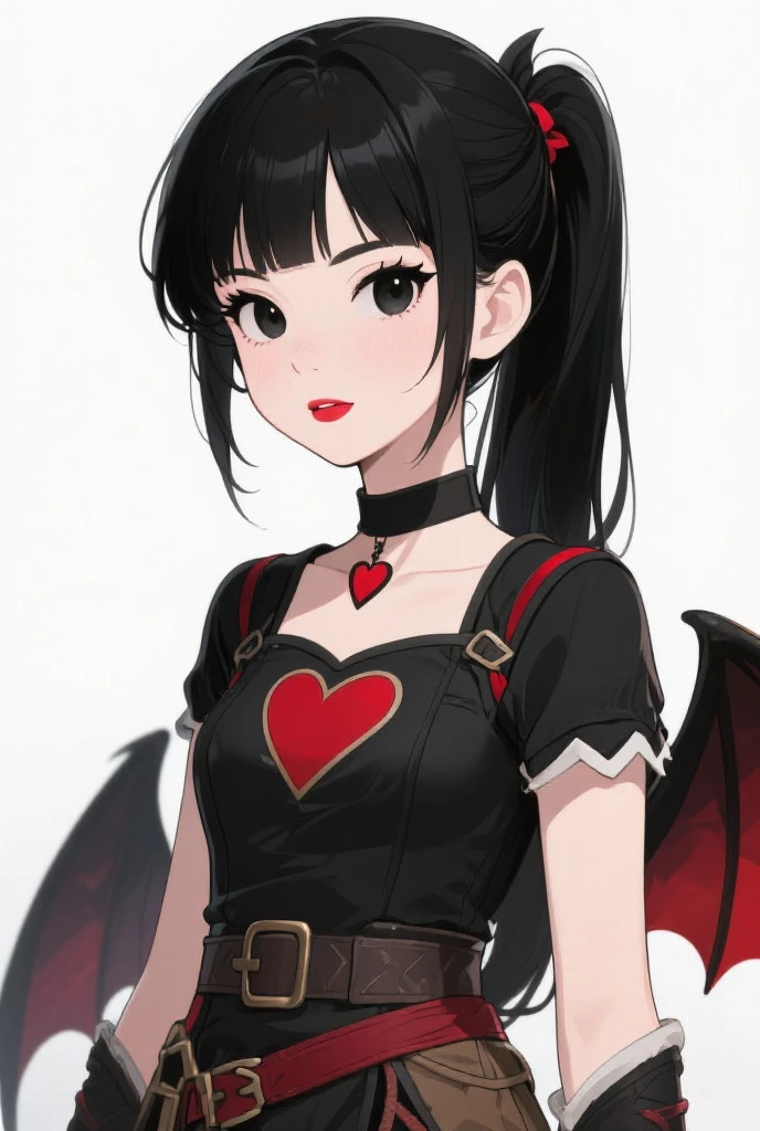 videl, 1girl, solo, black hair, blue eyes, cowboy shot,, sitting, indoors,short hair,black leggings,pink wall,smile,red sleeveless dress, devil logo, blue bracelet, black belt,red hairband,turtleneck,blunt bangs,short dress,on couch,(crossed legs,hands on own knees), (best quality, masterpiece) ,<lora:adultvidel_v1:1>