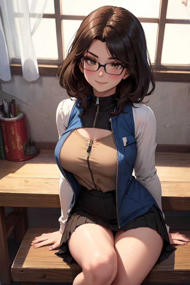 In 8K,最high quality,The true picture,Intricate details,超A high resolution,Depth Field,Masseter region,Natural soft light,Professional Lighting,1 girl,(cute:1.2),Very beautiful girl,fine grain,((Brown eyes)),(Black Hair),(short pixie cut),(bangs),Perfect Skin,Shiny skin,Pure white skin,Fine skin,Big and ample breasts,((Perfect Anatomy,Nice hands,Perfect hands,Five fingers connected to the palm,Precise needles without discomfort)),Perfect Barefoot,Delicate legs,Perfect balance,sexy,I can see your chest,Lurking deep in the city,I can see your crotch,Show me your panネクタイs in the street,Both legs are bent,Spread your legs in an M shape,
High resolution, high quality, 1 girl, Anime Girls, Brown long hair, Brown eyes, Rimless Glasses, Sunburned skin, Very beautiful and big breasted, (Big Ass),Beautiful ass,White cardigan,Denim shorts,on the road,