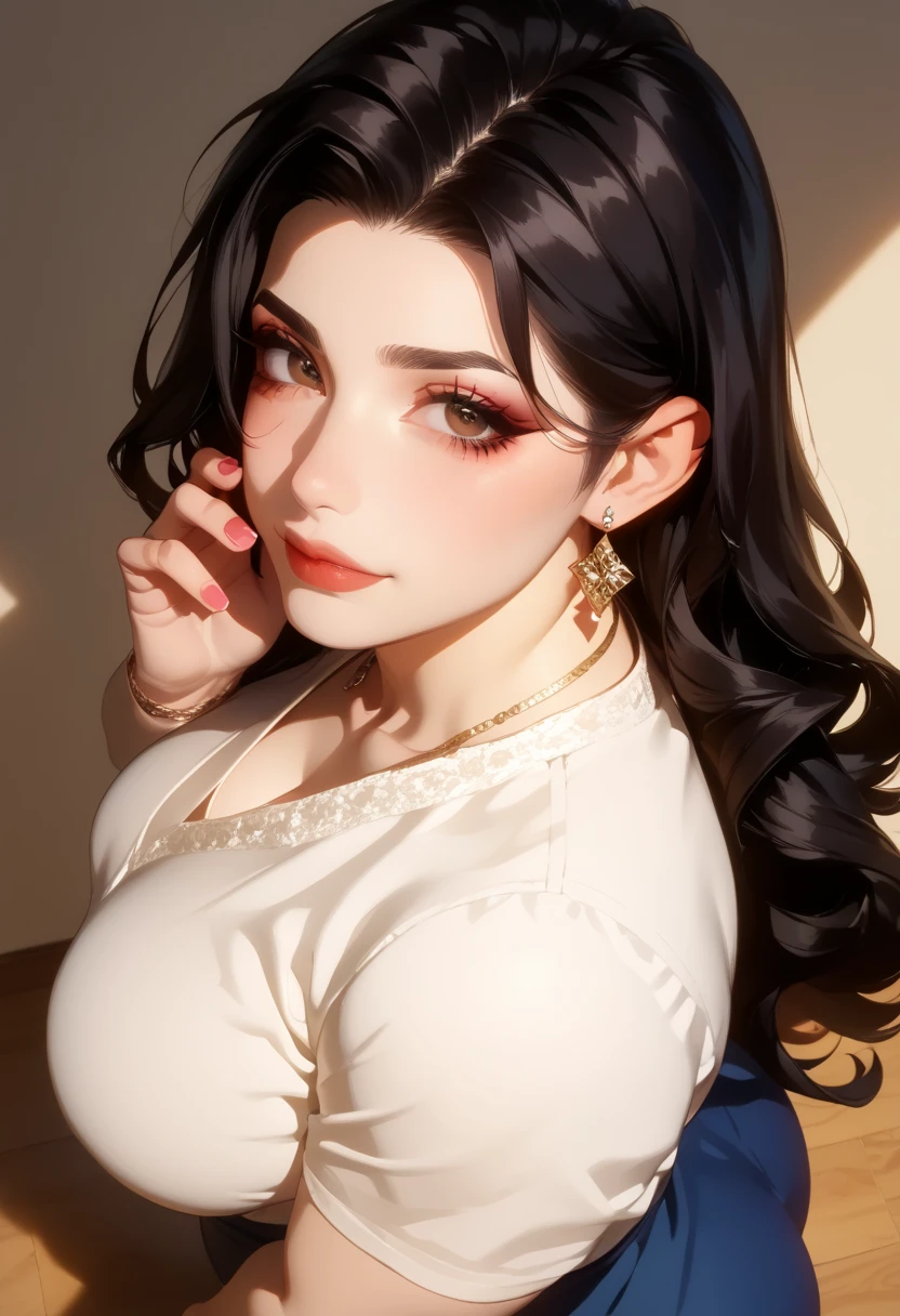 anime, woman with black curly hair