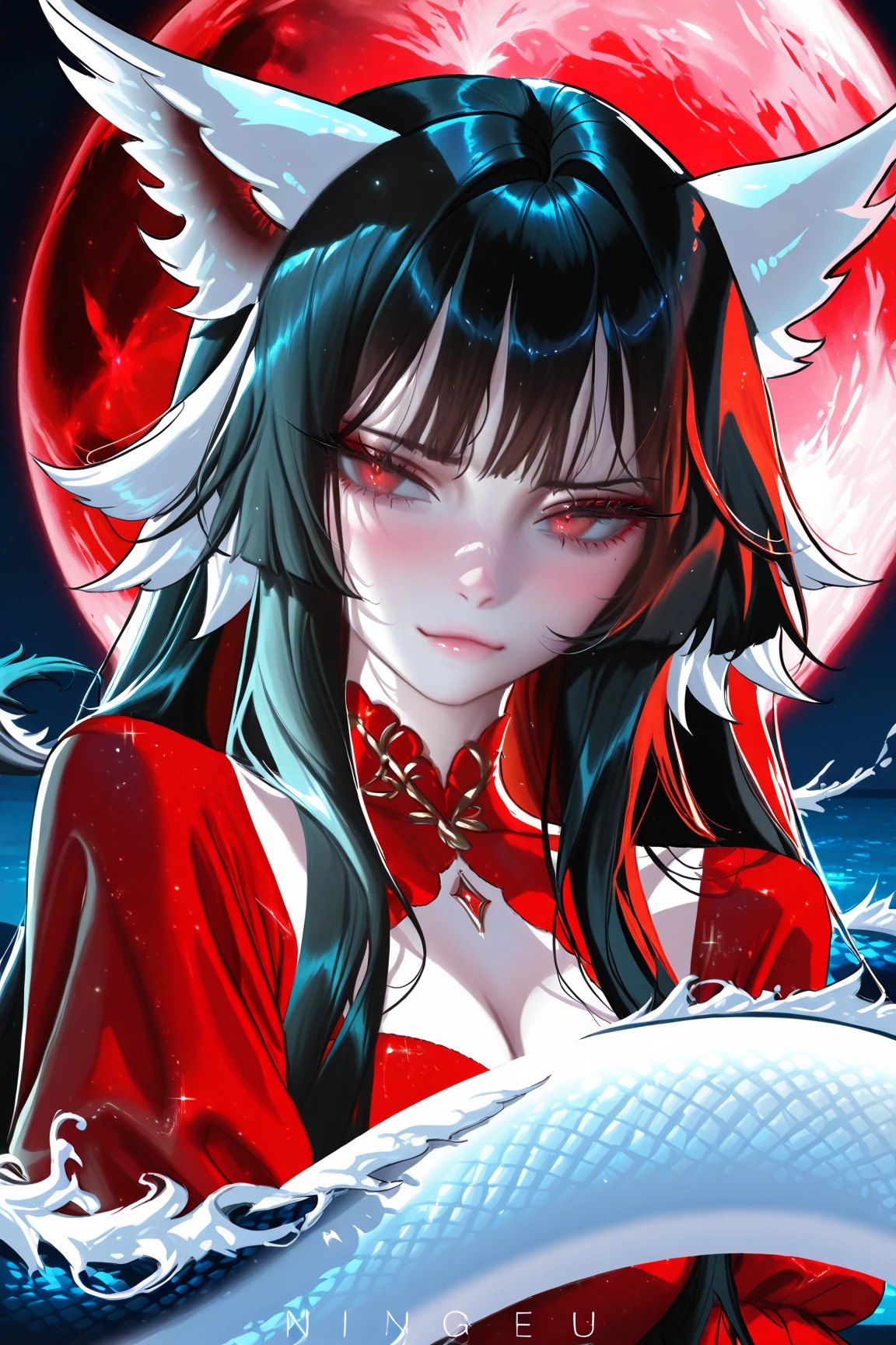 An electronic woman, A perfectly sculpted body, Practical, belly exposed), Neckline, 3D, Wear a hood,Wearing a cape, Wear red goggles on the right eye, anime style 3D, ultra Practical, HD,
