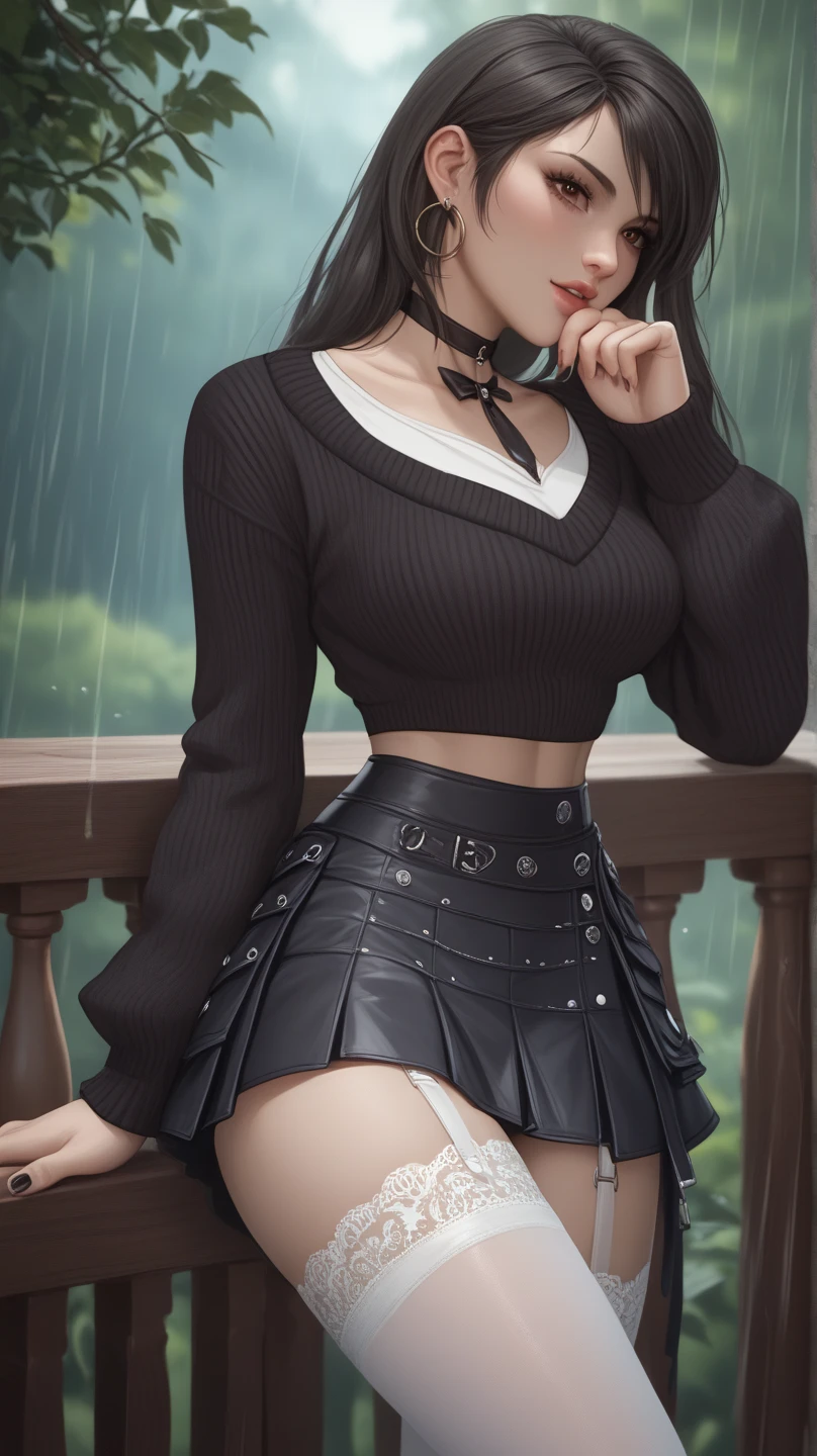 (((masterpiece:1.4, Best Quality:1.4, 8K, ultra high res, Physically Based Rendering))), sharp focus, flat lighting, ultra Beautiful Sexy Woman, very pretty Russian woman, perfect body:1.1, 24yo, solo, (Detailed large light brown droopy eyes), detailed thin eyebrows, Highlights in the eyes, (((blonde hair:1.1, low tied half updo:1.2, hair behind ears))), (A strong wind blows her hair:1.4), Highly detailed facial and skin texture, Slender beauty:1.4, ((white fluffy turtleneck knit:1.2, sleeveless:1.4)), ((gigantic breasts:1.6, knit lift:1.2)), (breasts exposed:1.6), small areola, slim abs, narrow waist, (((black plaid pleated miniskirt:1.2))), ((skirt lift:1.6)), ((no panties:1.4)), (detailed beautiful pussy exposed, pubic hair:1.4, cum in pussy:1.5, Cloudy liquid drips from the pussy:1.5),(slim and long beauty legs), (criss cross straps sandals), no makeup, Clear facial features, (smile:1.1, steam on mouth), ((elegant posed)), (from below:1.3), (on the brooklyn bridge at night:1.4, Night view of New York skyscrapers in the background), (spectacular starry night:1.3), ((It's snowing:1.4)), (incredible sky:1.2),