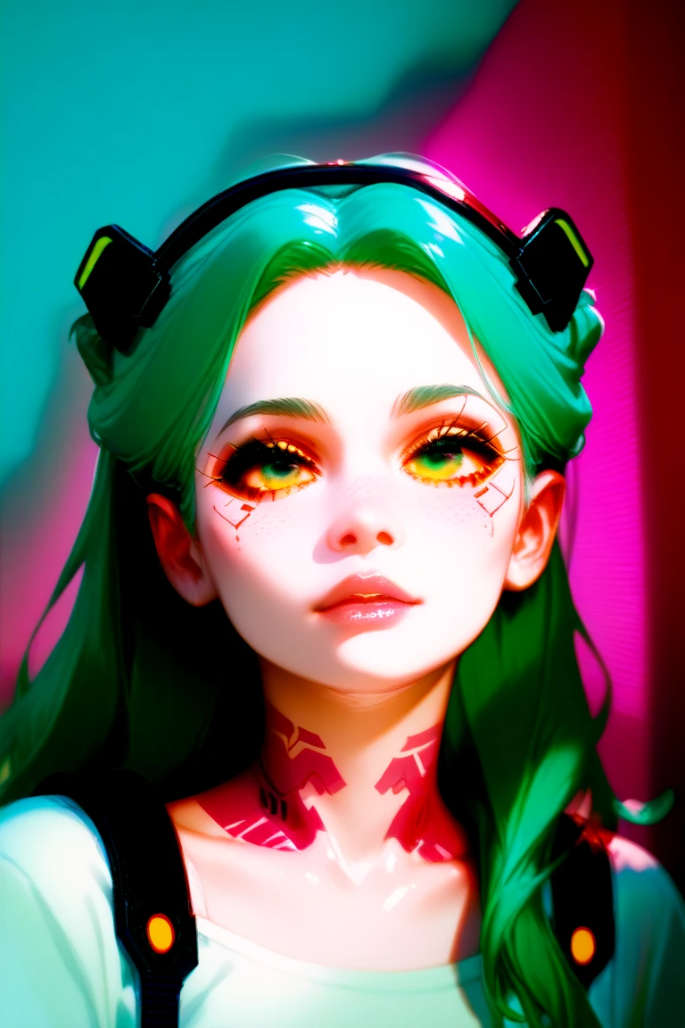 anime brazilian brain sick horror cover creative background with neon green colors