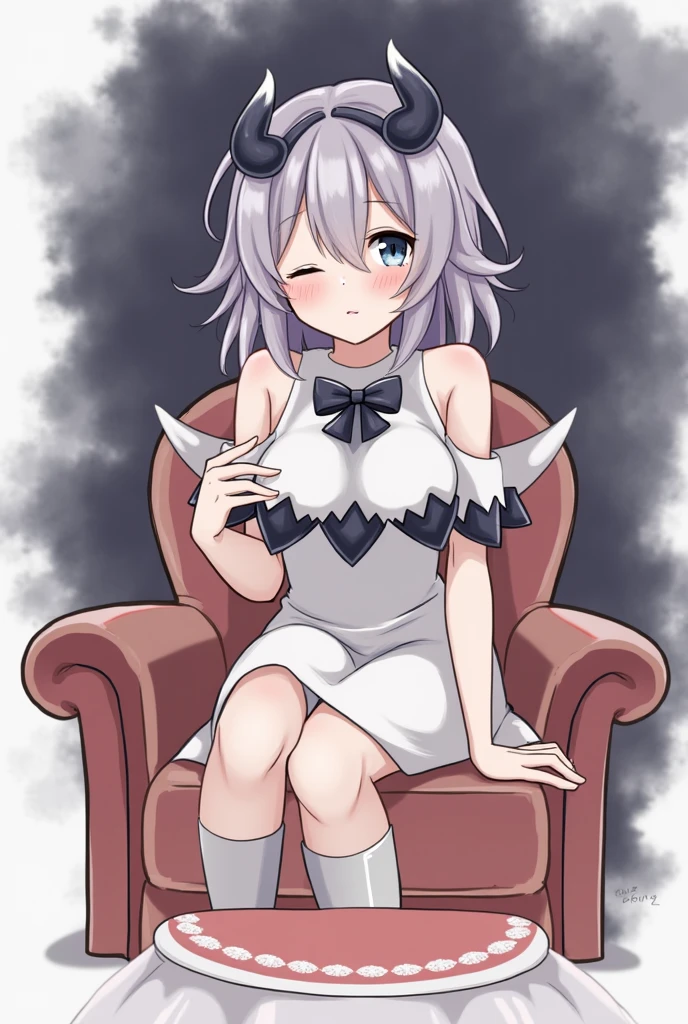 1 girl,顔の左側から顔の右側に向かってParted bangs,ゾンビのようにGrey Skin,Grey Skin, Anatomically sound body,Slender body,Her eyes are a deep navy blue with a gradation of deep emerald green from top to bottom.,Parted bangs,Gray Hair,Shiny Hair,A half-up hairstyle with medium-length hair tied at the back with a large red ribbon.,bangs are parted,Moderate, slightly plump breasts,A classic black maid outfit with minimal exposure,Dark bedroom at night,Woman standing next to a bed,女性の顔をView from below,ゾンビのようにGrey Skin,Grey Skin,A red face, narrowed eyes, and open-mouthed laughing expression,ゾンビのようにGrey Skin,Grey Skin,A half-up hairstyle with medium-length hair tied at the back with a large red ribbon.,Bunny ears,ass pov,Fisheye Light pink panties Ultra detailed panties View from below