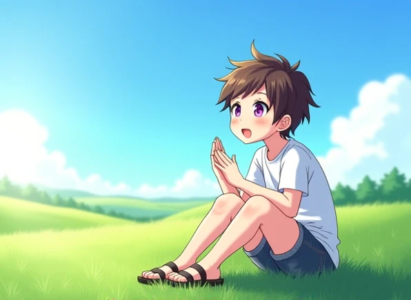 A man
 
Holding a pillow in a park
Cute
Short and slim
((Anime style))