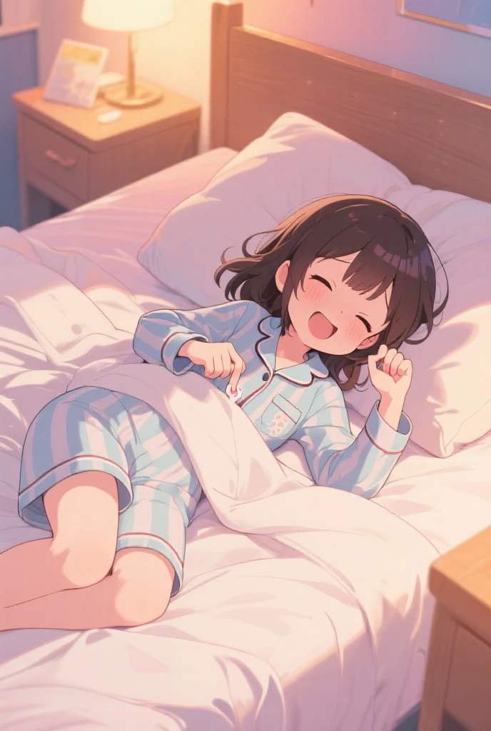 girl,stuffed toy,,dark lighting,chibi,futon, pillow, closed eyes,bed, sleeping, lying, under covers, blanket,open mouth,teeth,<lora:kakebuton_SDXL_V1:0.7>masterpiece,ultra detailed,best quality <lora:XDetail_light:1>
