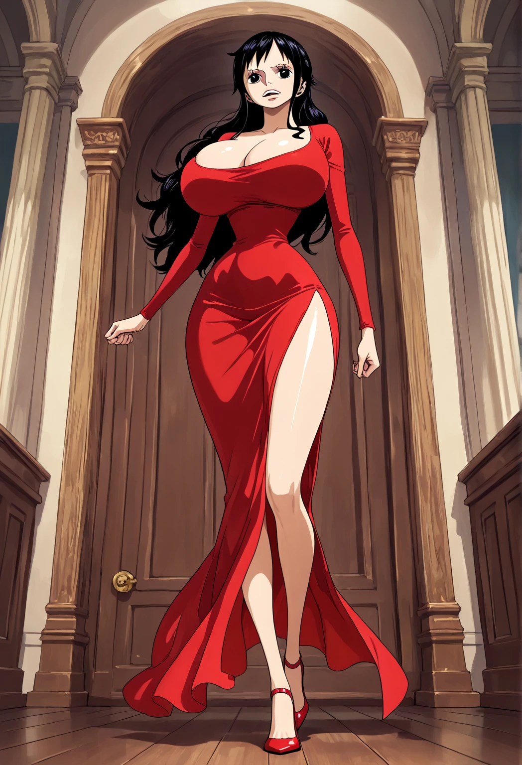 taihouforbid, mature woman sitting by the huge window in a corridor of a grandiose palace, wearing a short sexy and elegant red dress, while playing with a small white dog with her bare foot, older female, long black hair, hair accessory, earings, thin necklace, large breasts, cleavage, bare legs, shaped thighs, barefoot, red dress, short dress, elegant dress, by the window, palace, red carpet, corridor, morning light, sunlight, ethereal, looking at viewer, seductive anime girl, seductive look, sexy pose, full body, (full body shot:1.1), beautiful detailed eyes, beautiful detailed girl, curvy:1.1, dynamic pose, fashion clothing with diverse colors, perfect eyes, perfect face, perfect retina, perfect hands, perfect fingers, perfect feet, perfect toes, ultra detail face, ultra detail hair, very detailed eyes and face, ambient occlusion, cinematic lighting, field of view, fluid motion, harmony, interconnected elements, movie lighting, photorealistic lighting, realistic shadows, (vibrant colors:1.05), vivid lighting, warm and cool color palette, amazing, solo, trending on artstation pixiv, 8k wallpaper, best quality, CG, detailed painting, fine detail, (High Quality:1.4), high resolution, huge file size, illustration, Intricate Details, masterpiece, (photorealistic:1.4), professional artwork, (raw photo:1.2), reflective art, sharp focus, super detailed, unified, very detailed, extremely detailed artgerm, (nsfw) Not Safe For Work,