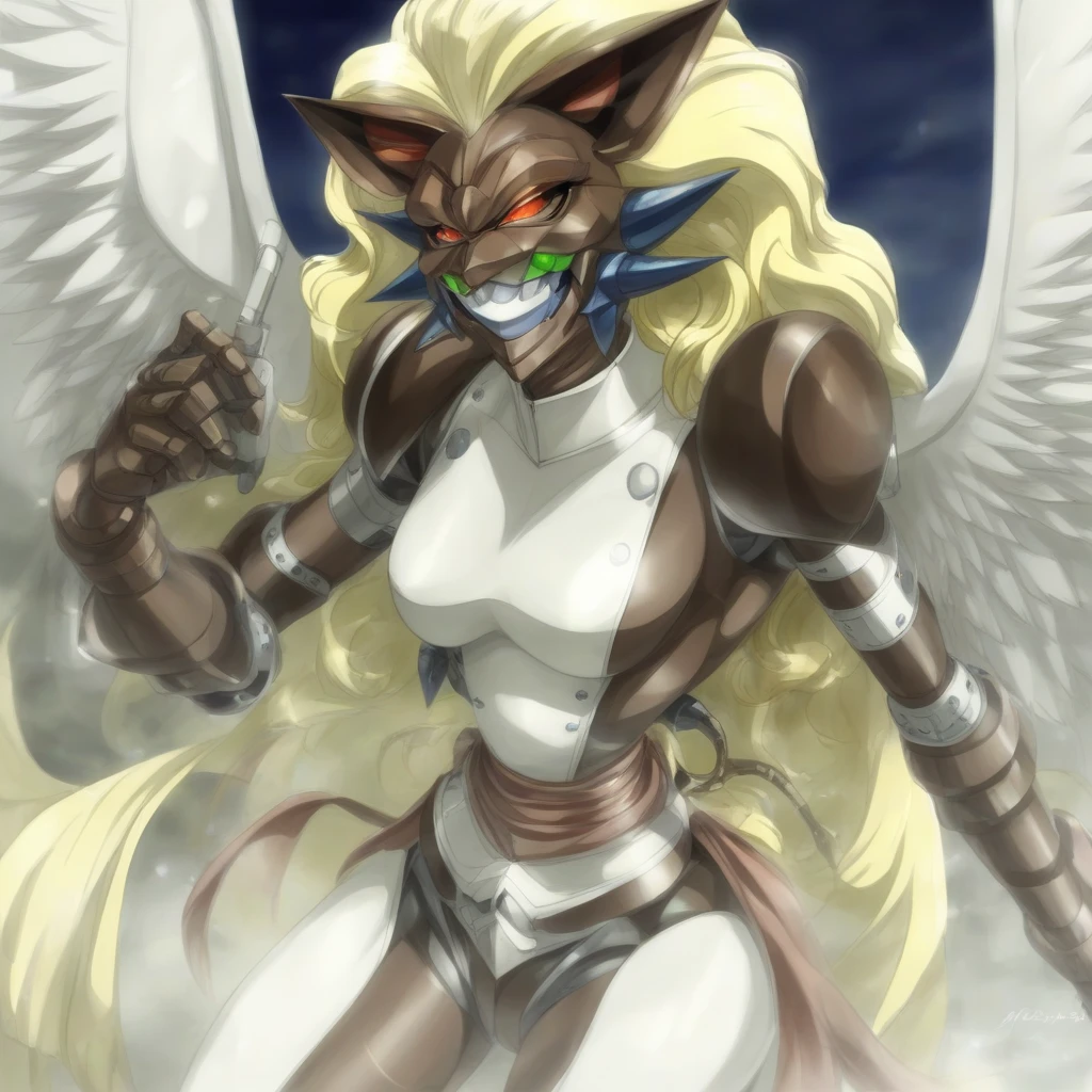 giant robotic humanoid moth, white skin