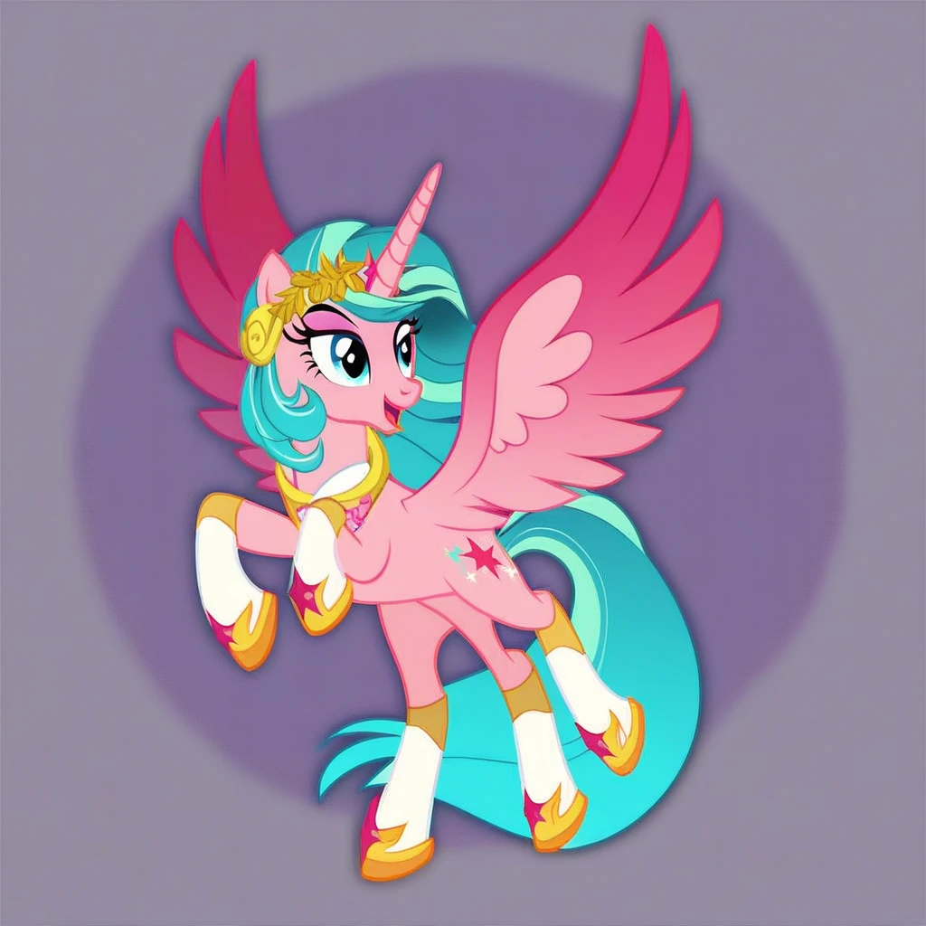 Draw a character in the style of My Little Pony so that he stands sideways and has a beautiful mane, I want him to be Pegasus . It is necessary that the mane be even and precise, and up to three colors. No background, just one pony
