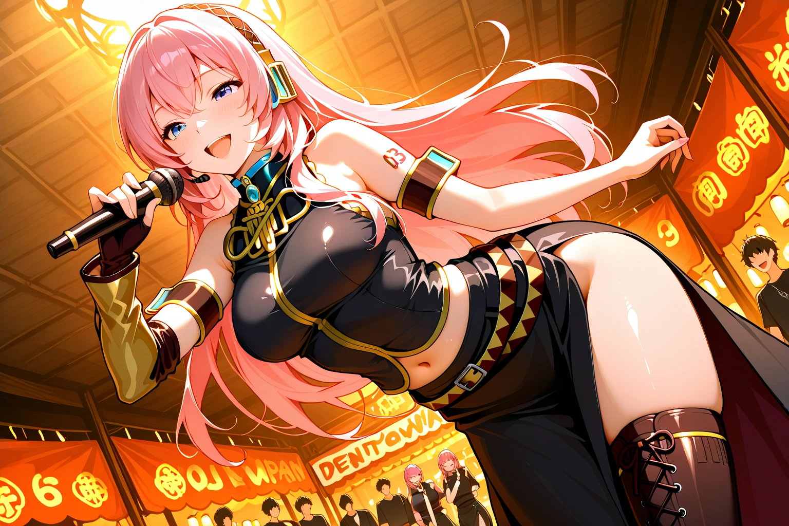 Masterpiece、最high quality、high quality、High definition、High resolution、High detail、Lens flare、Ray Tracing、high qualityなテクスチャー、high qualityな影、Beautiful details、Detailed explanation、Detailed texture、Realistic facial expression、Realistic and colorful、Slender、Cinematic Light、Side light、Sharp Focus、(1 Female:1.3)、(Intricate details、Makeup、Pure Eros Face_v1:0.5)、(Details Beautiful delicate face、Detailed beautiful delicate eyes、Perfect Facial Proportions、Detailed skin、Charm)、Fancy Twin Tails、Beautiful bangs、(Pink and red gradient hair color)、slender、(Large upward-facing breasts)、(Detailed crotch、V-Cut、High Leg、Thong)、Thighs、Dress shirt、Removing the Sleeve、boots、Provocative attitude、Release your knees、Leg spread、Raise your arms、Low-angle composition、(Take a deep breath、Work on this image step by step)