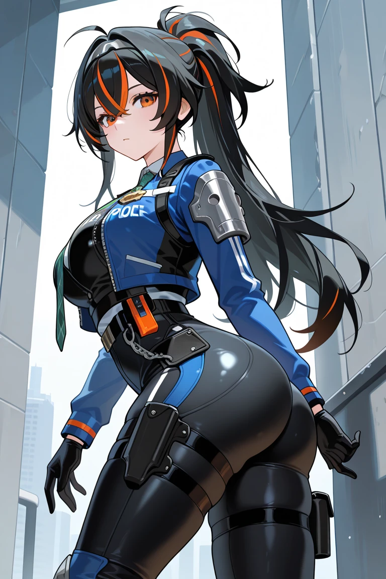 woman,25 years old,,city,night,(((white and blue tight miniskirt bodysuit))),,open mouth smile(())(glasses),(()),(()),blush、surprised face,((())),((turn around and look back))wet with sweat
