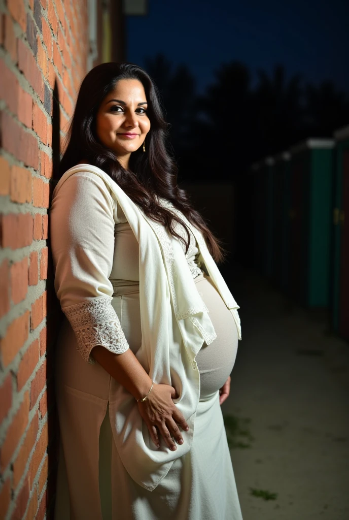 Extremely Hyperpregnant Algerian women with huge belly wearing a dress
