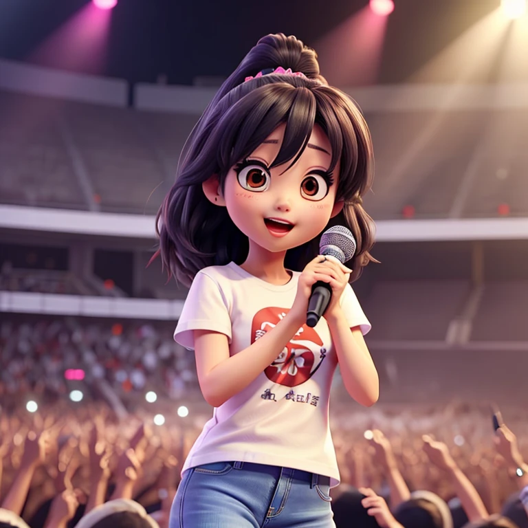 miniatures, chibi, アニメ, 4K, Micheal Jackson, cute smile, mic