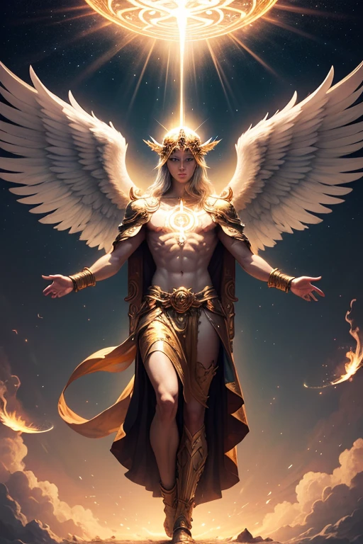 Homem romano realista beleza masculina nariz fino labios carnudos queixo qyadrado diamante. With angel wings on golden heads
