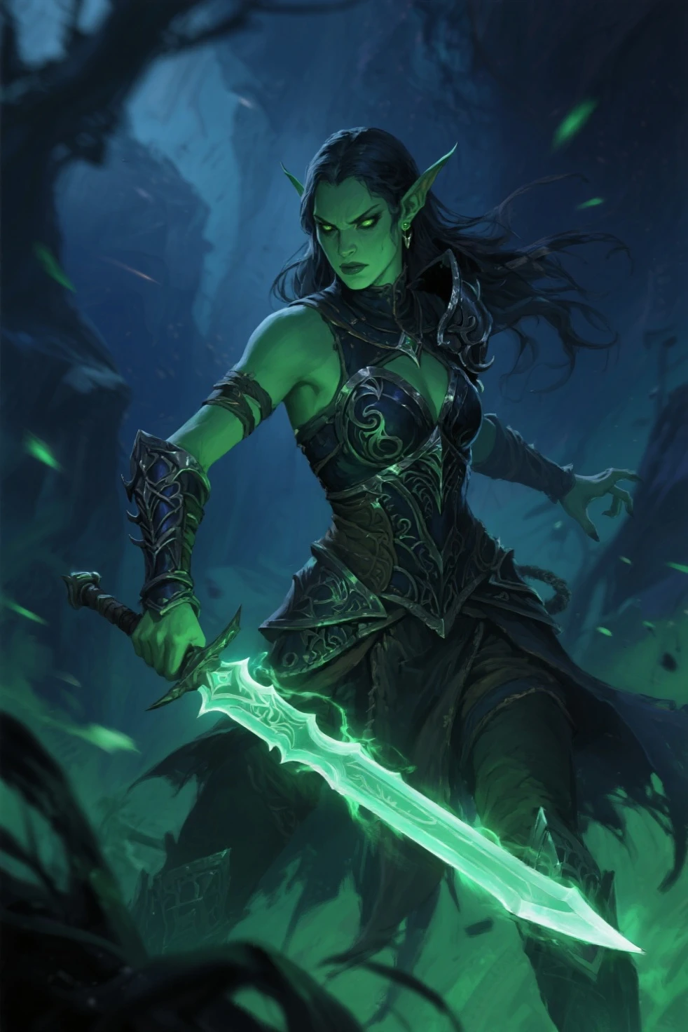 4K, extremely muscular goblin tomboy, wear a loincloth and a loose black halter, chest bounces, bold, confident, light green skin, pointed ears, green eyes, Short messy green punk hair, , a lot of tattoos, face tattoo, 1 girl, One, battery, we rush into battle, running, war, naked sword, action scene, cinematic shot, Dynamic, killing the enemy, raging