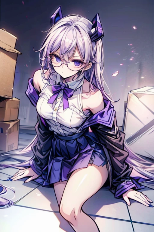 A 20-year-old Japanese girl with long light purple hair and one blue eye and one black eye. She plays in a rock band and usually wears white  dresses. She has pale skin