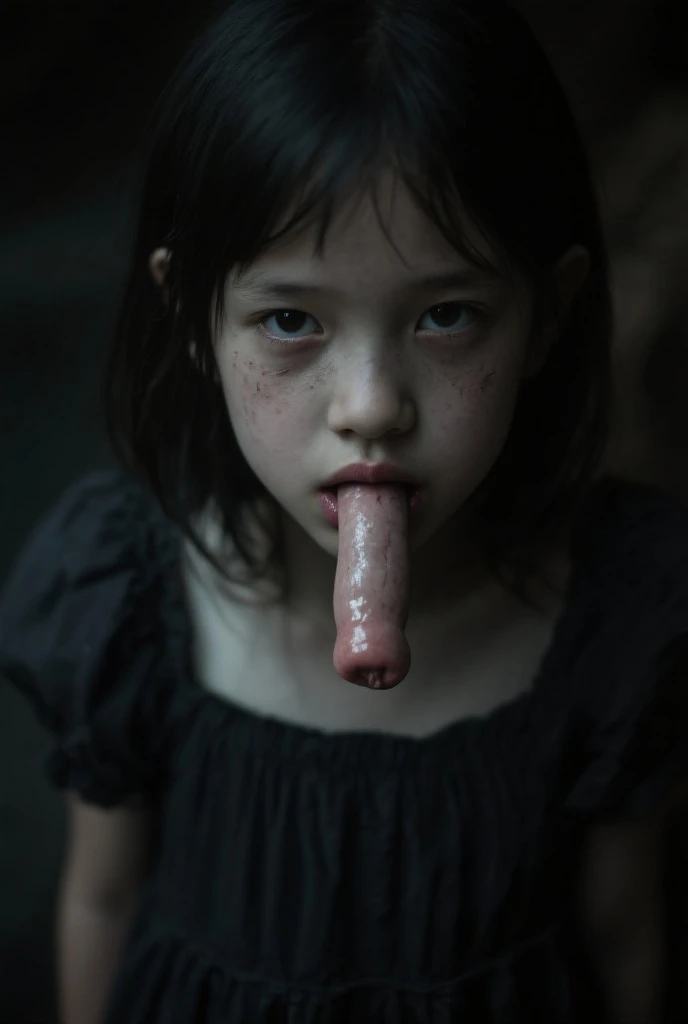 angry ,Japanese,selfie,face zoom,、very young、Come across, Confront、female 、4 years old、attraction、kindergartner、children、close to face, expressionless ,looking at the camera, crying sound,alone , portrait