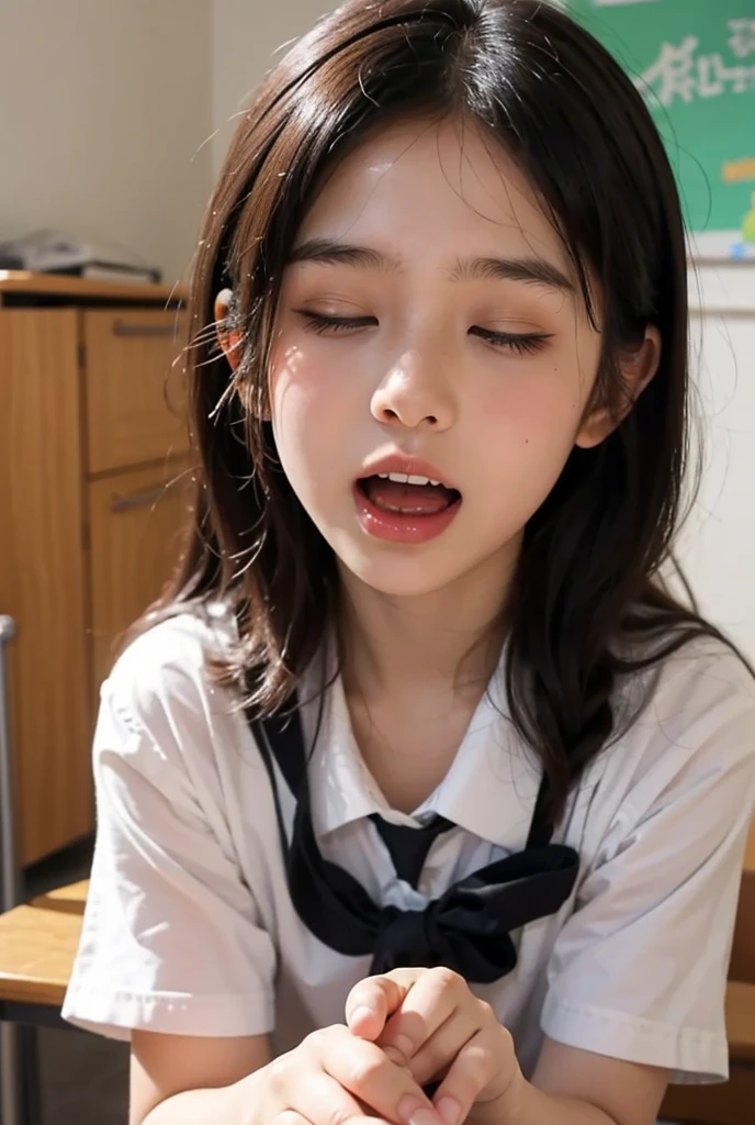 (Korean Beauty)、(Athletics Separate Uniform)、(She is giving a blowjob to an erect penis)、(An erect penis ejaculates a lot of sperm on the face)、Black short hair、(Sweaty)、((Closing eyes))、Big Breastasterpiece