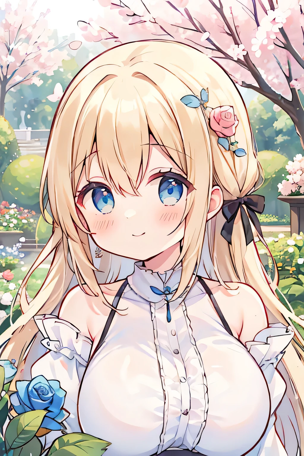 Highest Quality、high resolution、(high image quality:1.4)、masterpiece、detailed background、(very detailed face:1.4)、(detailed eyes:1.4)、age beauty、(huge breasts:1.3)、Anatomically Correct、perfect body line、Loosely rolled half-up、Sunny Afternoon、Large rose garden with roses in full bloom、バラのアーチの下でsmileを見せている、blue sky and green trees in the background々、cobblestone path to feet、 pretty atmosphere 、smile、
(Of spring Two women enjoying the rose garden:1.5)、
white lace blouse with a transparent design on the sleeves、pink mid-length tulle skirt、Light blue or lavender floral dress with waist ribbon、Light beige or mint green puff sleeve cotton blouse、 floral flared skirt、
Jindai Botanical Gardens、Approximately 400 varieties、5,It's the largest rose garden in Tokyo where over 000 roses are in full bloom、Old Furukawa Gardens、Western-style and rose garden、You can enjoy about 90 varieties of roses in a beautiful garden where Japanese gardens are in harmony、The atmosphere that makes you feel Taisho romance is attractive、Keisei Rose Garden、about 1,600 varieties、10,It's one of the Kanto rose gardens where 000 roses are in full bloom、Yokohama English Garden、about 2,A garden where you can enjoy 200 varieties of roses and features an English-style design、seasonal flowers that are in full bloom々add color、very beautiful