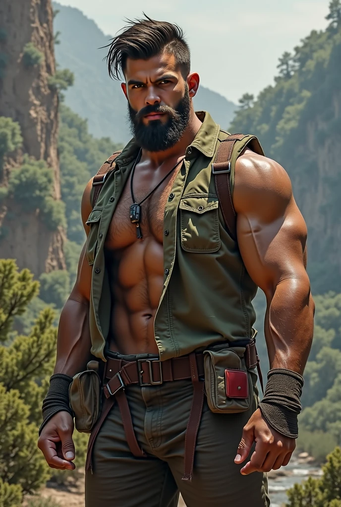 Un homme musclé avec une casquette et pleins de sac