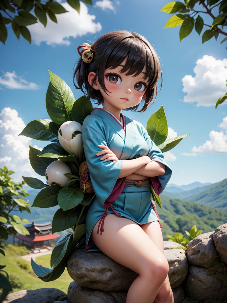 a young japanese boy, short hair, cute smiling face, traditional japanese loincloth outfit, detailed face and eyes, highly detailed, 4k, photorealistic, masterpiece, vivid colors, natural lighting