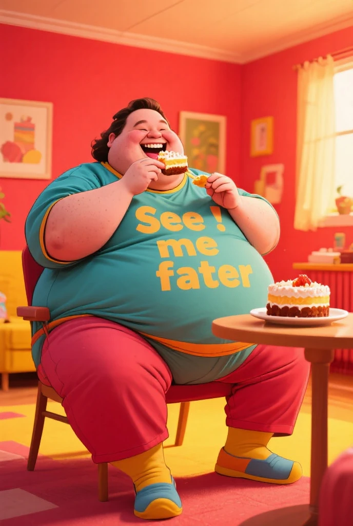 Cereal box fruit loops with obese hairry chest man