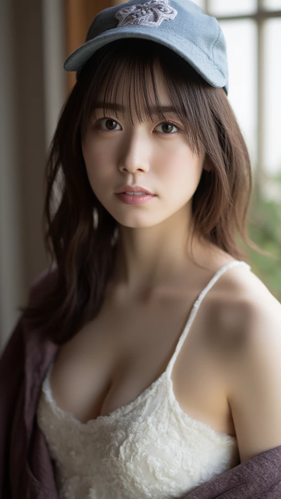 ((highest quality,8K,masterpiece:1.3)), Japanese, 26 year old female model,bangs、black haired、long hair、straight hair、Hair fluttering in the wind、((8K、RAW photo、excellent quality、masterpiece:1.2)、(realistic、Photorealistic:1.37)、Super detailed、超High-resolution、1 girl、view audience、detailed beautiful face、laughter、(thin waist) :1.3)、shirt、beautifully detailed skin、skin texture、floating hair、professional lighting、small breasts、Soft Eyes