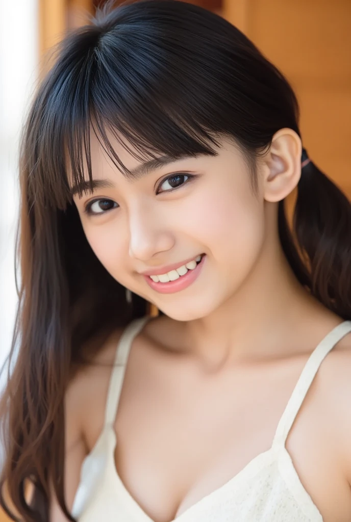 hight resolution、high-level image quality、in 8K、Real live-action、Raw photography、top-quality、​masterpiece、超A high resolution、Raw photo、ren、Beautiful fece、masutepiece、((Obscene content))、For adults、charm of 、absurderes、((((Japan elementary school students))))、Japan Girl、((8years old))、((with round face))、((Tanuki face))、((Cute little face))、(((((Shy laughter)))))、de pele branca、((chubby figure))、Juvenile physique、Smaller chest、kne、 thighs thighs thighs thighs、独奏、fullllbody、Very nice、(((white ruffle white tank top:1.0) ))、((White panty))、（Photorealsitic：1.37）、Photon mapping、Realistic、Radio City、Physically Based Rendering、depth of field rally background、a picture、(((a junior idol in Japan)))、Sparkling eyes、shiny lip、too bright natural light、The Bright Sun、Too bright sunlight、(((((8years old)))))、(((Pubic area)))、(Mansuji)、(((white ruffle white tank top:1.0) ))、 white tank tops、to stand、Open your legs、Open your crotch、Show off