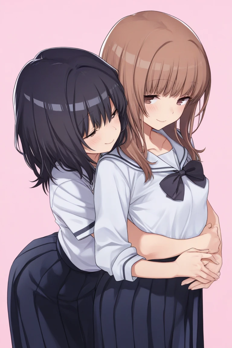 2 grils Yuigahama Yui giving yukino yukinoshita piggyback ride, Yukinoshita Yukino takes a piggyback ride, size difference, yukino Yukinoshita,