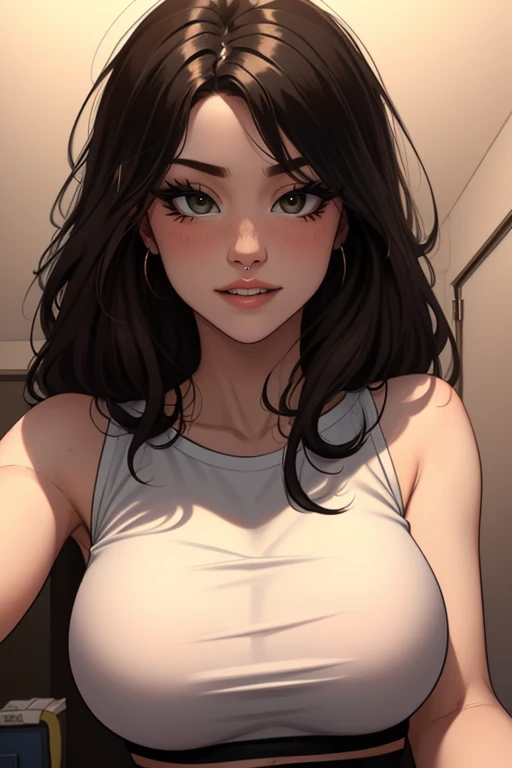 quma mulher com longos cabelos pretos e camisa azul com uma estrela no peito, linda arte digital, beautiful digital illustration, arte digital realista 4k, arte digital realista 4k, linda pintura digital, linda pintura digital, stunning digital illustration, Alena Aenami e Artgerm, belo retrato detalhado, linda pintura de personagem, pintura realista de linda garota
