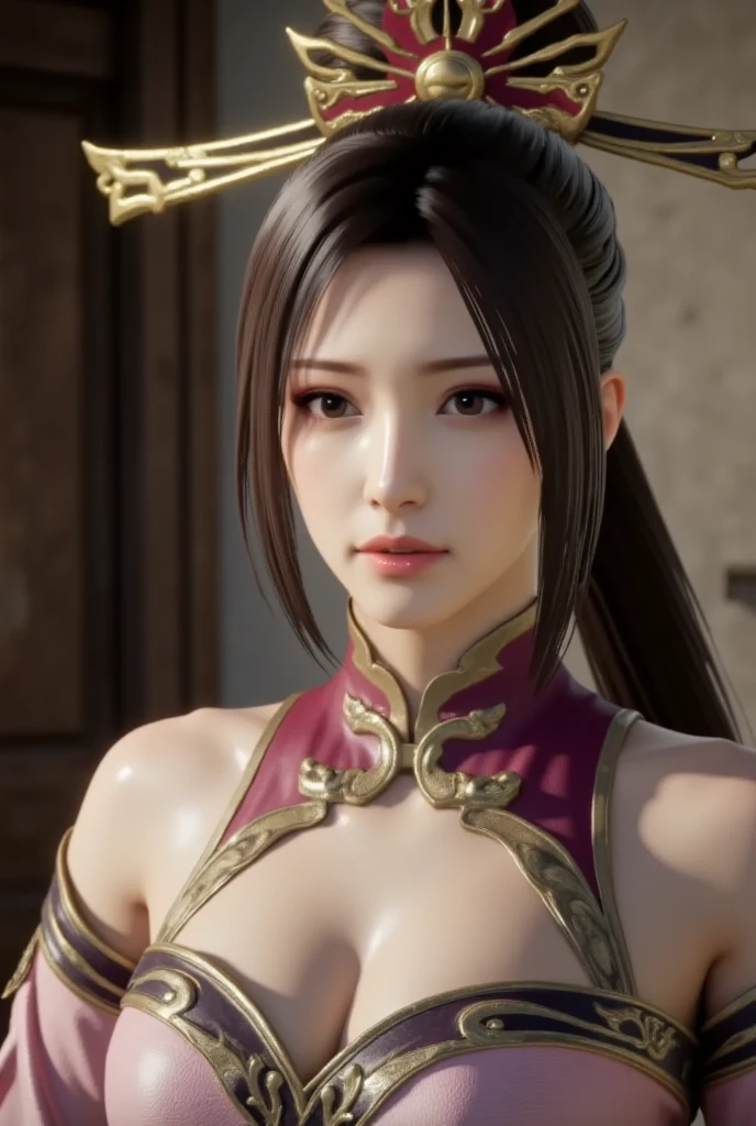 (nsfw:1.2), (masterpiece, best quality, extremely detailed 8k, ultra hd, ultra-detailed, highly detailed, highly realistic, ultra-realistic, photo realistic), (1girl:1.5), (detailed realistic skin), (realistic big breasts), slender abs, (closed mouth:1.4)