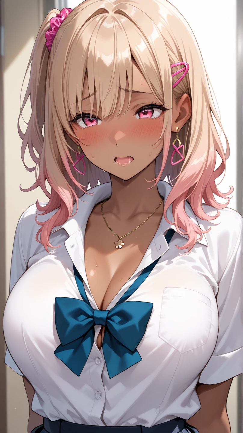 Score_9, score_8_up, score_7_up, score_6_up, source_anime, rating:general, 1girl, Gyaruu, tan, Gyaru, upper body,
