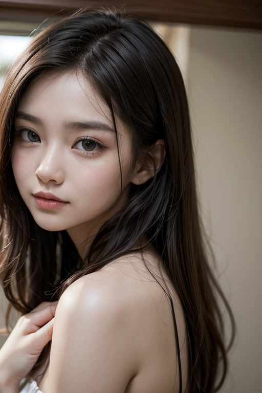 Beautiful woman 30 years old with full face
