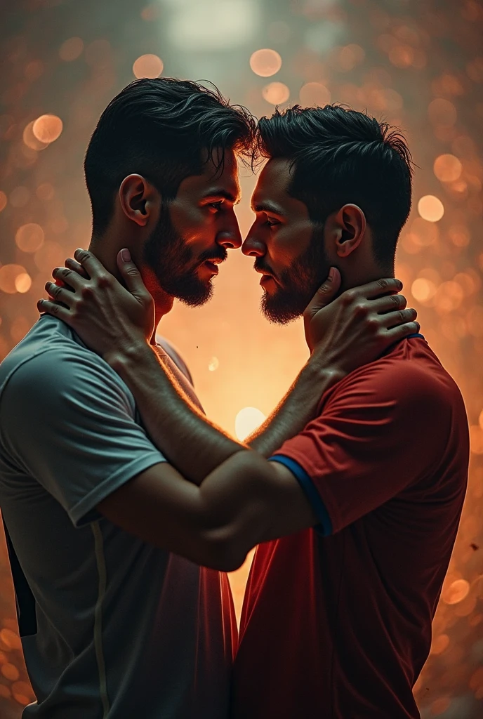 Picture of two handsome men kissing
   