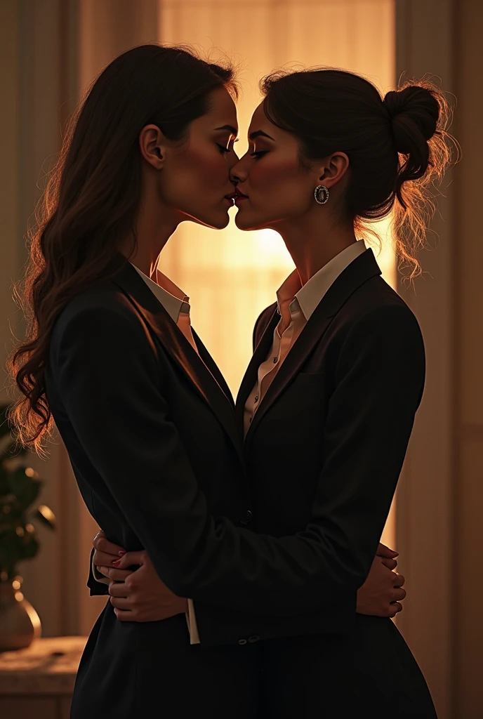 Make me a beautiful 22 year old woman with a face similar to Gigi Hadid, Uzbekistan version, wearing an Indonesian high school uniform, kissing President Jokowi