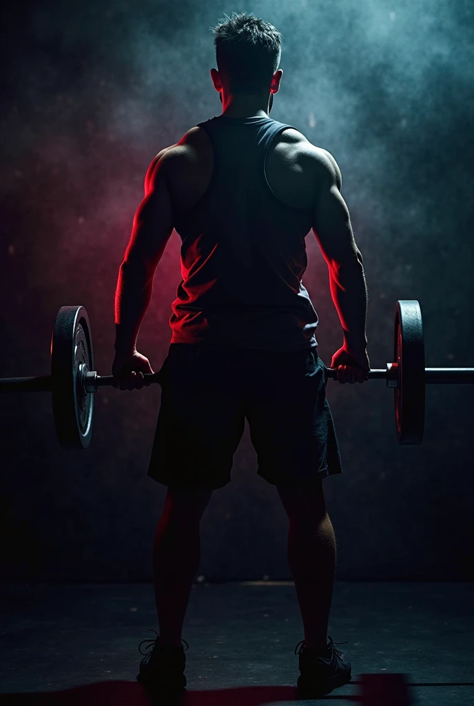 make a logo with a muscular person doing deadlifts as a red and blue back paint create an image name it poderfit put the background in white