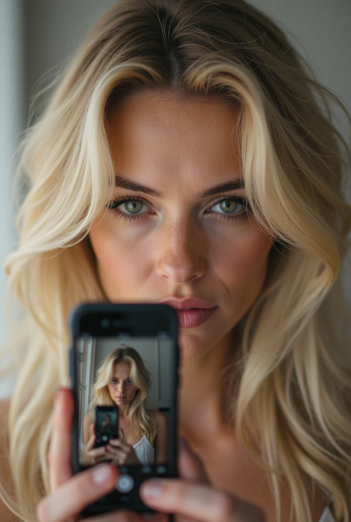 Very beautiful sexy blonde making a selfie, naked , breasts, light blue eyes, highly detailed, 18 years old, slim, full body, innocent face, naturally wavy hair, high resolution, masterpiece, best quality, intricate high detail, highly detailed, sharp focus, detailed skin, realistic skin texture, texture, detailed eyes, professional, 4K, charming smile, shot with Canon, 85mm, slight depth of field, Kodak Color Vision, body in perfect shape, extremely detailed, photographer_\( ultra\), photographerrealistic, Realstic, Postprocessing, maximum details, roughness, real life, ultrarealistic, photorealism, photography, 8K UHD, photography