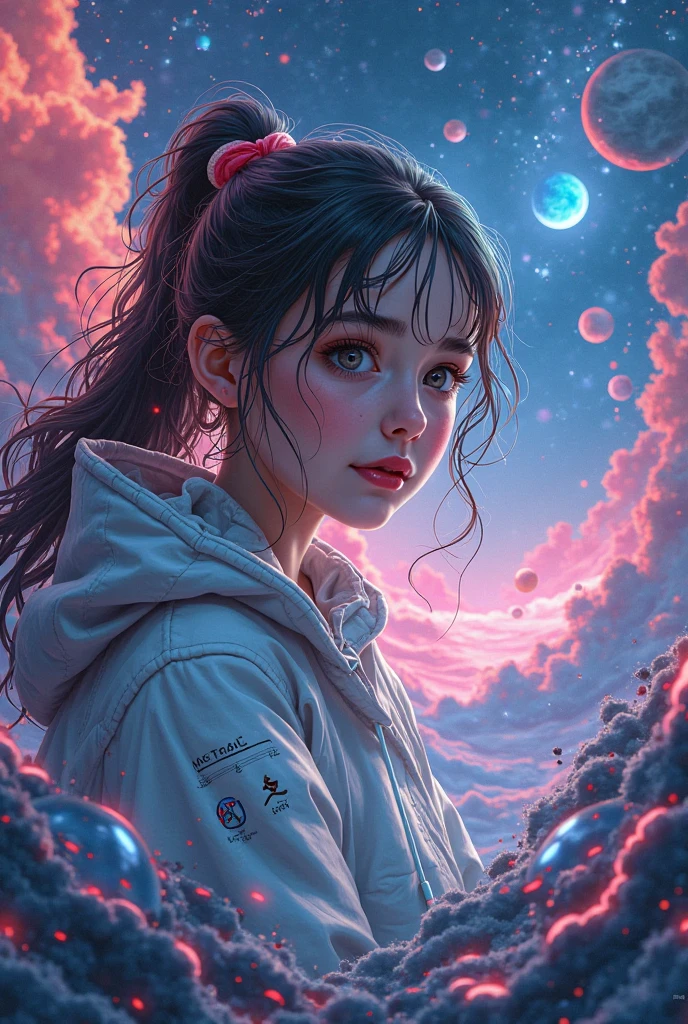 masterpiece, best quality, (absurdres, highres, ultra detailed), (absurdres, best quality:1.3, dark shot, extremely detailed), (masterpiece portrait of a girl, from side, upper body, looking up, blue eyes, natural skin texture, long dark hair, straight hair, floating hair, oversized hoodie, hood down), beautiful galaxy lighting up the sky, amazing background filled with cosmic swirls, (style-swirlmagic:1.4, style swirling cosmo magic:1.4, magical, magical swirls:1.3), (hyperrealistic, sharp), (vibrant colors),<lora:more_details:0.3>, <lyco:GPTS4 dreamwave full_478773:0.6>,