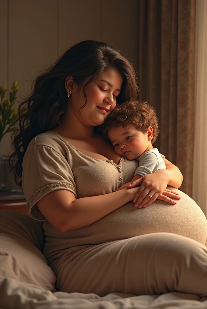 a small child who has intimate relations with his plump biological mother